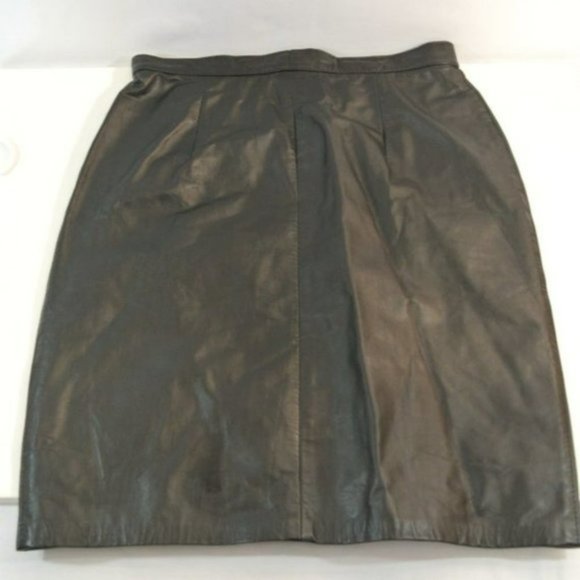Cosa Nova Black  Leather Pencil Skirt Vintage - Picture 6 of 8